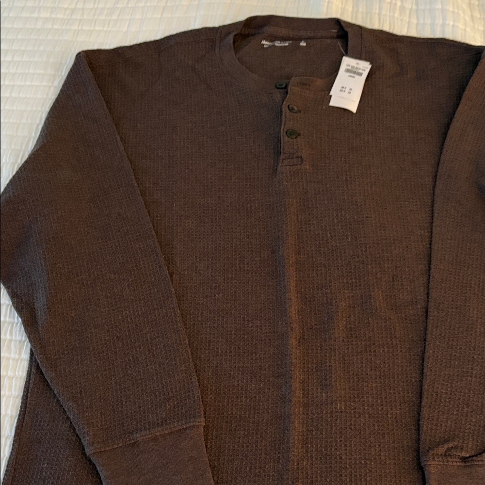 Abercrombie & Fitch Textured Brown Henley Shirt